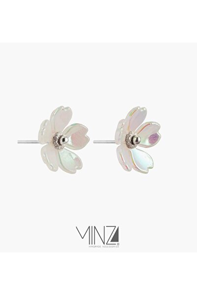 MINZA Garden Women's Earrings, 925 Sterling Silver, Earrings, with Shell, Handmade Adjustable Jewelry