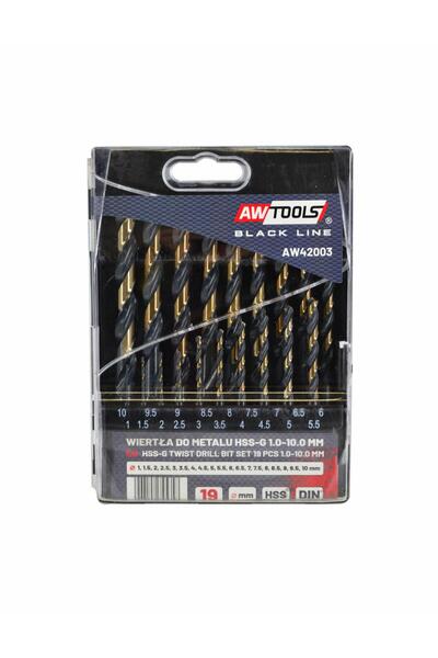 AwTools Set burghie metalice, AW42003, HSS M2, 1.0 - 10.0 mm, 19 bucăți