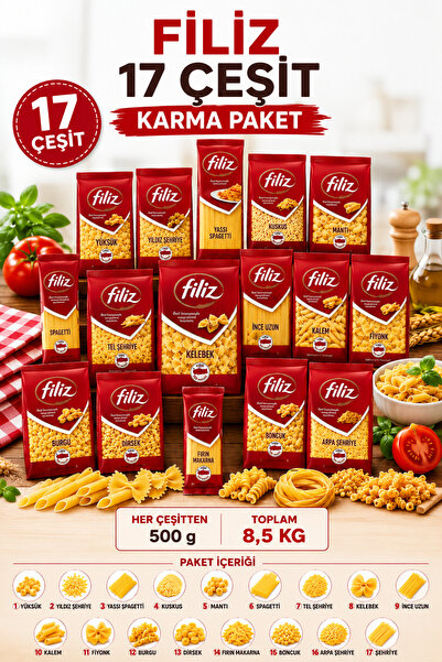 FİLİZ Güven Bitkisel 17 Çeşit Karma Makarna Paketi - 8,5 Kg Avantaj Kolisi - ...