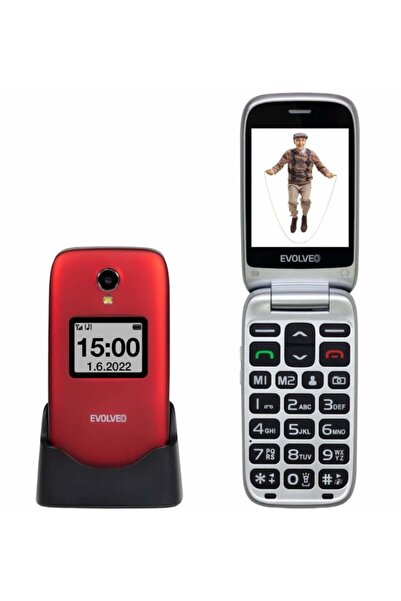 EVOLVEO EasyPhone FS, telefon mobil cu clapetă 2.8" pentru seniori cu stand d...