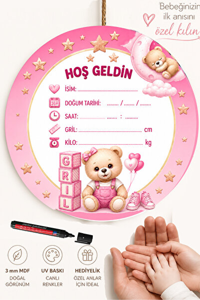 MARNELLO CONSEPT Erkek Bebek Yeni Doğan Anı Panosu - Hastane Odası Süsü