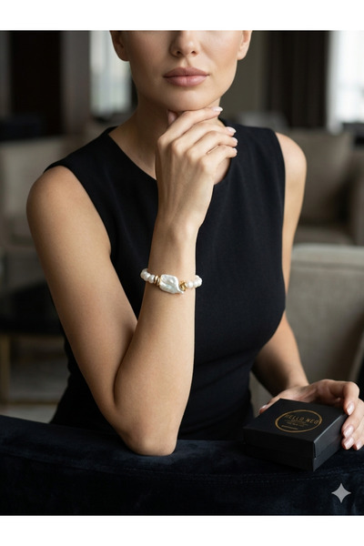 Hello Neo Jewelry Büyük Barok İnci Detaylı Lastikli İnci Bileklik