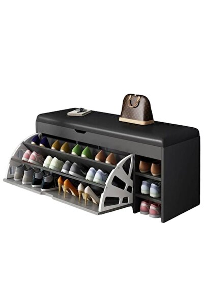 coshop Dulap de pantofi Cosshop, bancă, gri, 80x34x50cm, cu rafturi și șezut ...
