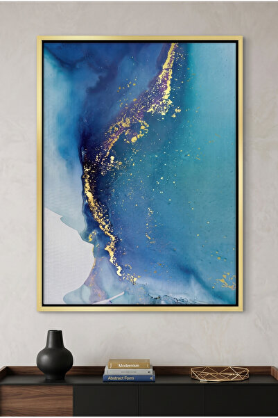 Jasmine Art Aqua Aura Abstract Wall Art | Framed Canvas Print with Gold Foil ...