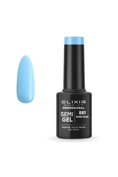 Elixir Επαγγελματικό Ημι-τζελ Ημι-μόνιμο Βερνίκι Νυχιών 551 Bondi Blue Διαφαν...
