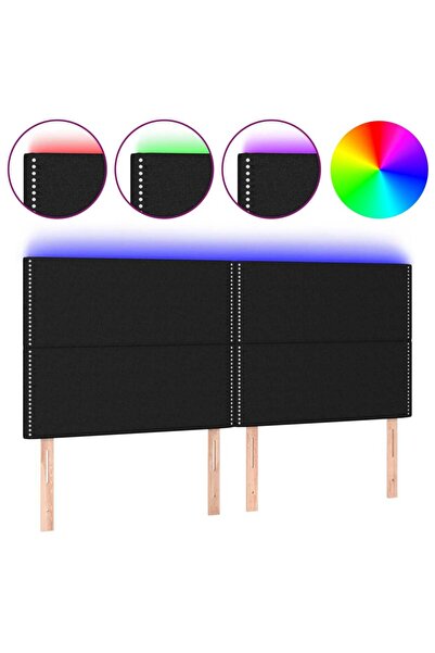 vidaxl Tăblie de pat cu LED, negru, 160x5x118/128 cm, textil
