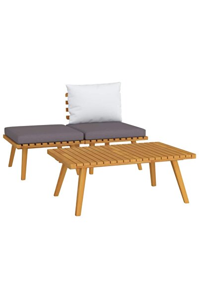 vidaxl Set mobilier de grădină cu perne, 3 piese, lemn masiv acacia
