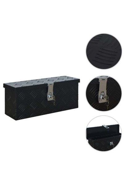 vidaxl Cufăr din aluminiu, negru, 485 x 140 x 200 mm