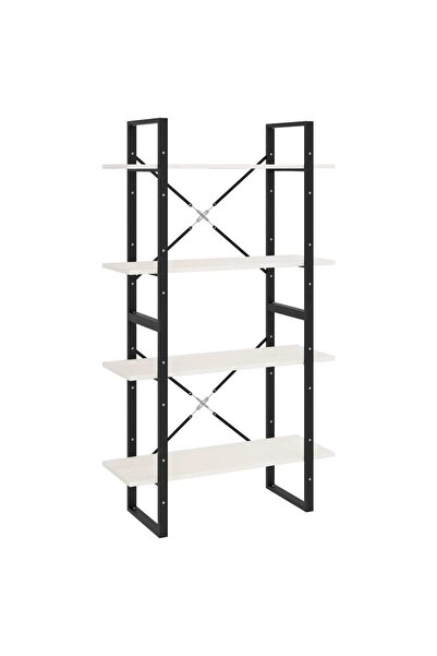 vidaxl Bibliotecă cu 4 rafturi, alb, 80x30x140 cm, lemn masiv de pin