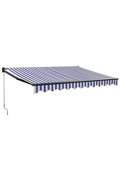 vidaxl Copertină retractabilă albastru/alb, 3 x 2,5 m, textil/aluminiu