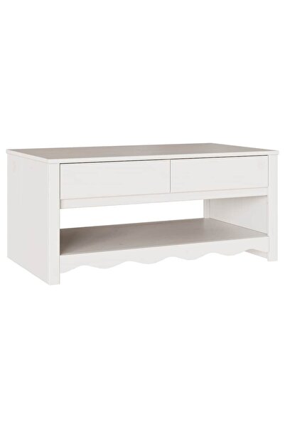 vidaxl Masă de cafea Drammen Alb 99 x 55 x 45 cm Lemn de pin masiv