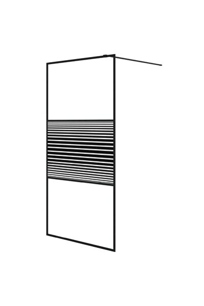 vidaxl Paravan de duș tip walk-in negru 100 x 195 cm, sticlă ESG transparentă
