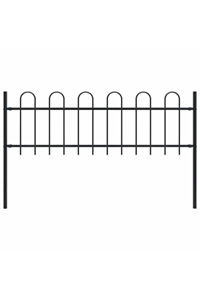 vidaxl BOXTEL Gard de grădină cu vârfuri circulare din oțel, 181 x 60 cm, Negru
