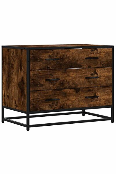 vidaxl Dulap cu sertar, stejar fumuriu,70x41x56 cm, lemn prelucrat