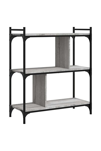 vidaxl Bibliotecă cu 3 niveluri gri sonoma 76x32x88 cm lemn compozit