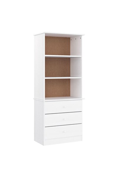 vidaxl Bibliotecă cu sertare „ALTA”, alb, 60x35x142 cm, lemn masiv pin