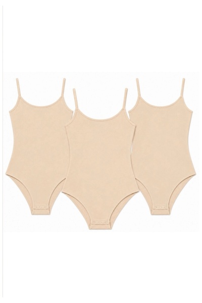 CHARM Yıldız 3-Pack Women's Lycra Strap-On Snapback Bodysuit with Flexible Co...