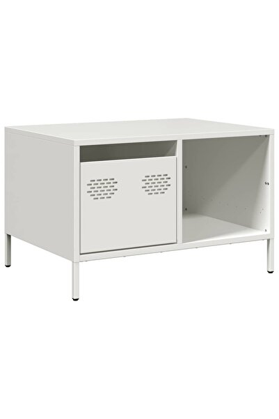vidaxl Măsuță de cafea, alb, 68,5x50x43,5 cm, oțel laminat la rece