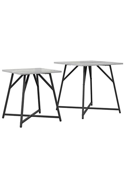 vidaxl Set măsuțe laterale 2 pcs Gri Sonoma și negru