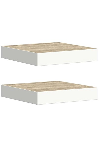 vidaxl Rafturi de perete suspendate 2 buc. alb/stejar 23 x 23.5 x 3.8 cm MDF
