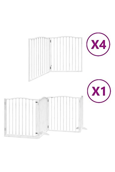 vidaxl Poartă pliabilă pentru câini cu ușă, 12 panouri, albă, 960 cm, lemn de...