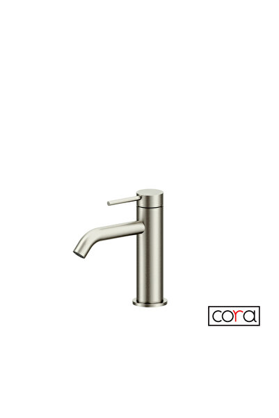 Cora Μπαταρία Νιπτήρα με Βαλβίδα Clic-Clac Cosmo Βουρτσισμένο Inox 6111-111