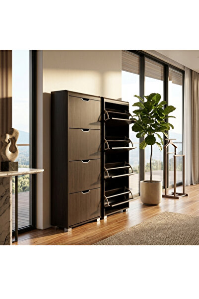 shopandshop Shoe Storage Cabinet Free Standing Shoe Rack with4 Flip Drawers N...