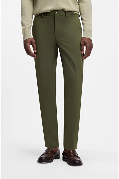 BOSS Men's Regular Waist Narrow Leg Straight Model Pocket Detail Khaki Trousers