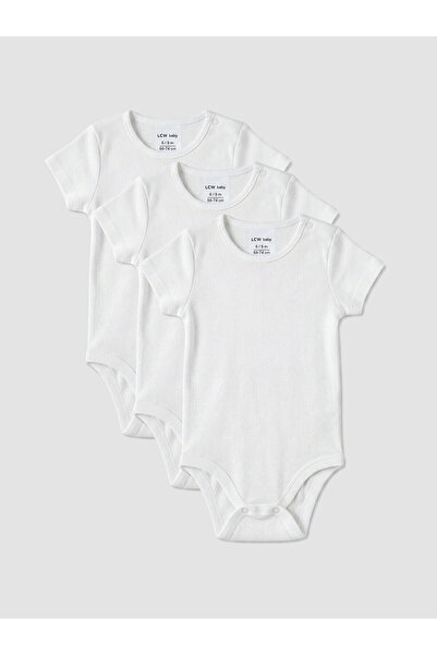 LC Waikiki Nevavm Oval Collar Baby Girl Snap Fastener Bodysuit 3-Piece Set