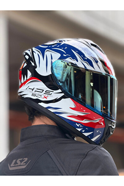 Givi 50.X SHARKBITE MAVİ-BEYAZ-KIRMIZI KASK (SARI VİZÖR)