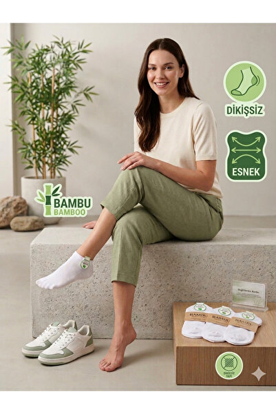 KM Collections 6'lı Paket Bambu Patik Dikişsiz Çorap