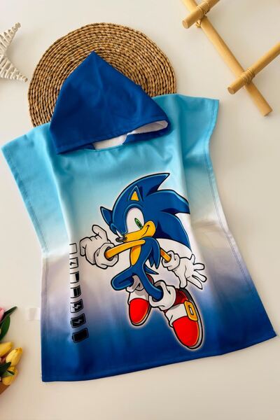 Minigimin Cicileri My Little Baby's Character Printed Hooded Children's Beach...
