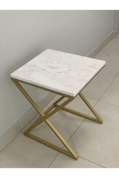 horoof home Modern Iron & Marble Side Table – Elegant Accent Table with Custo...