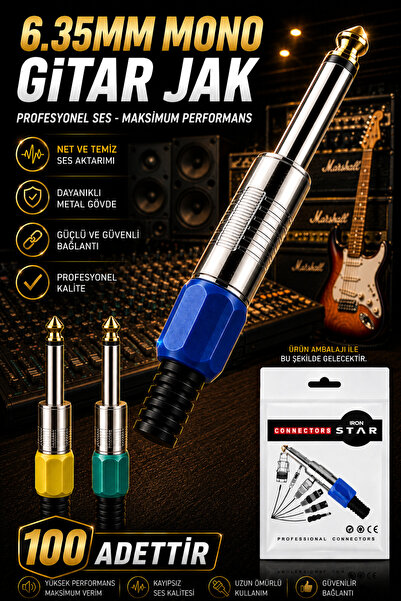 IRONSTAR 100 bucăți mufă mono de 6,35 mm / mufă mono tată de 6,35 mm / mufă j...