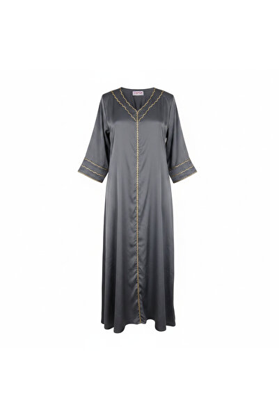 Generic Dar Tuson Women's Charcoal Grey Embellished Tunic Dress