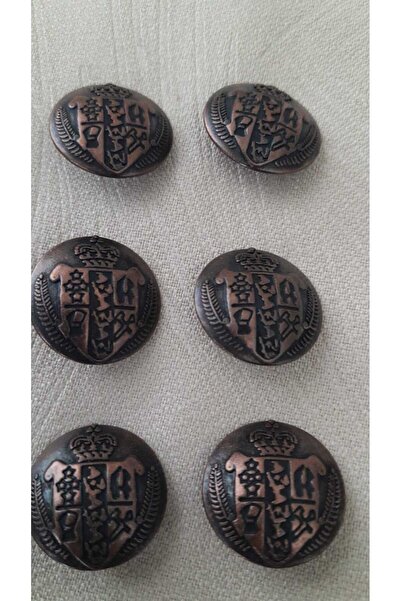 ILCARE Copper Antique Metal Button 18 mm 6 Pieces