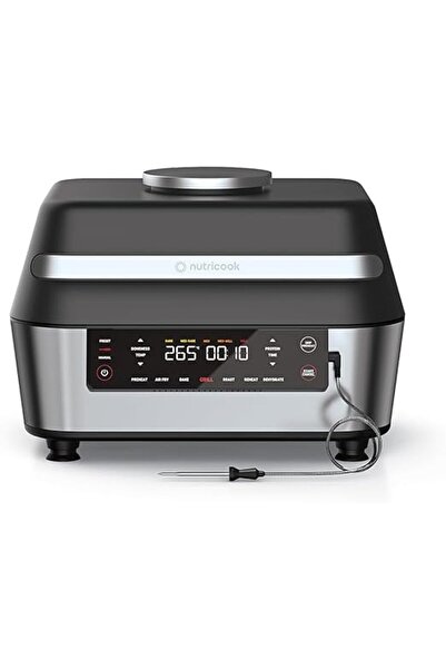 Nutricook Smart Indoor Stainless Steel Air Fryer Grill with Built-in Thermome...