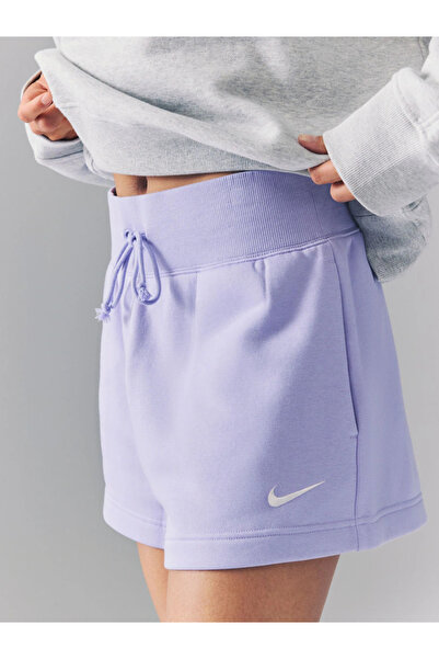 Nike Sportswear Phoenix Fleece High-Waisted Yüksek Belli Mor Kadın Şort