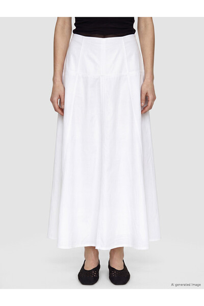LC Waikiki Ecru Poplin Flared Skirt
