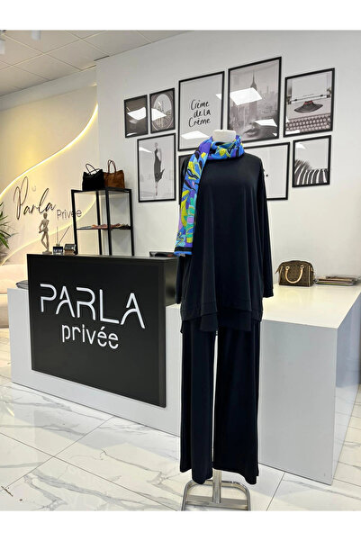 Puane Parla Şifon Detay Pantalon Takım