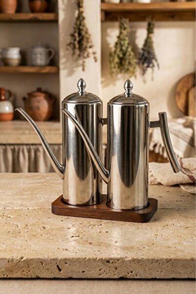 Lumevia Atbyhome 2'Li Çelik 3 Parça 1000ml Standlı Çok Amaçlı Demlik Yağlık Y...
