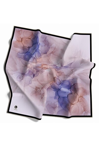 VİOLLA Rayon Batik Desenli Lila Renkli 90x90 Eşarp (İpek İçermez) Kenar Dikiş...