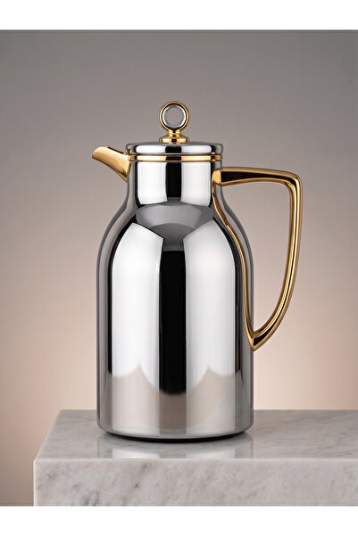 Elista Aura Premium Chrome & Gold Detailed Thermos 1.0 Lt