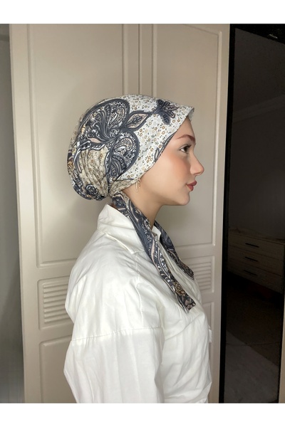Anatolye Blue Ethnic Pattern Soft Scarf Bonnet - Non-Slip, Anti-Sweat (Non-Slip)