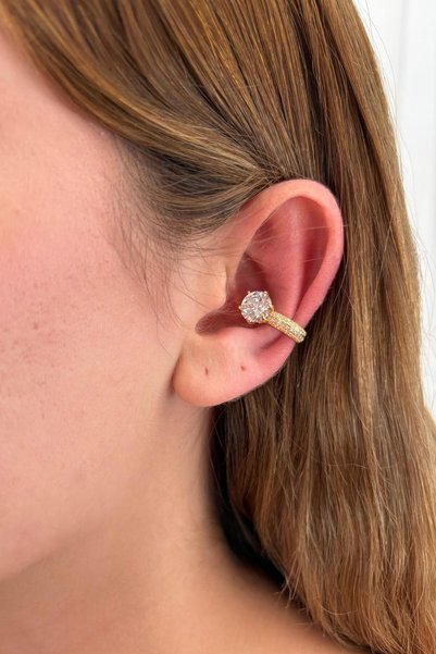 Charmist Çelik Sıkıştırmalı Solitaire Earcuff