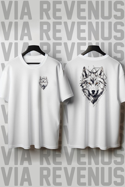 Vordevia Wolf Printed 100% Cotton Wide Fit Unisex Tshirt