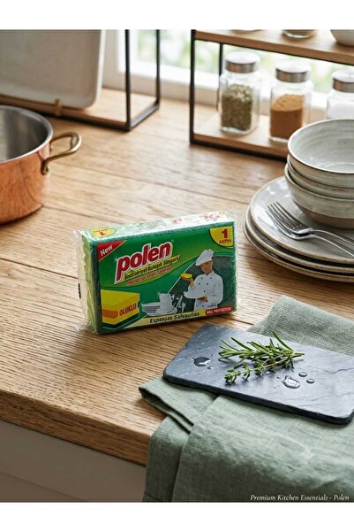 POLEN Industrial Corrugated Dish Sponge (Bpa Free) - Thick Felted - 1 Piece