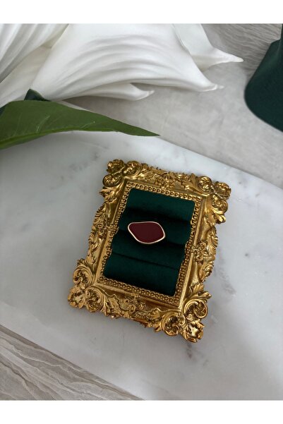 Alina Jewelry Bordo gold detaylı yüzük