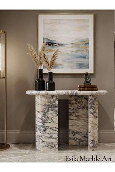 ESİLA MARBLE Lüks El Yapımı Menekşe Mermer Dresuar/Konsol