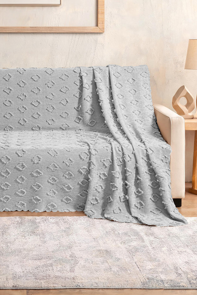 Zühre Home Back-Covering Sofa Cover |   Self-Embossed Geometric Patterned |  ...